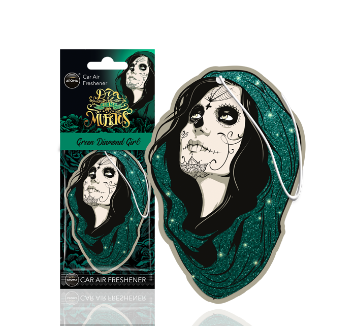 Aroma Car Dia De Los Muertos Diamond Girl Green